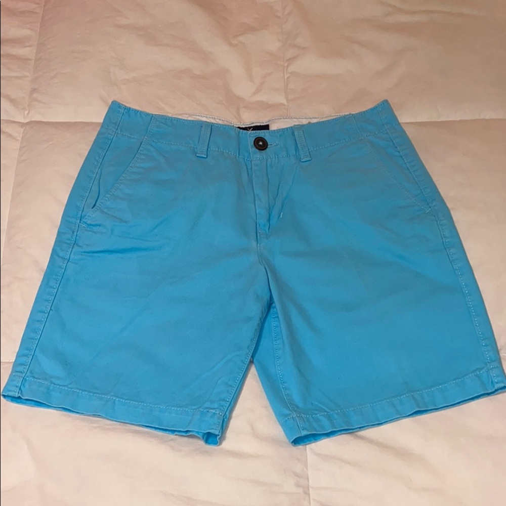 American Eagle Outfitters Blue Flat Front Chino Shorts
